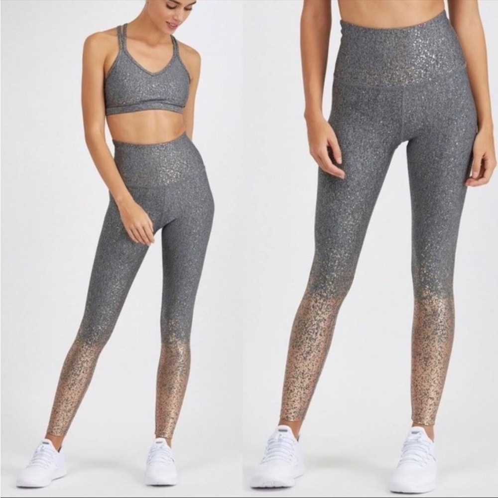 Beyond Yoga Alloy Ombre High Waisted Midi Legging Gray & Rose Gold Size Small